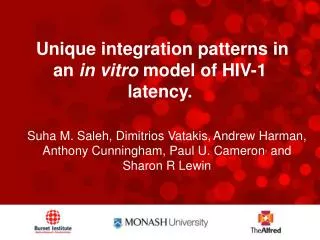Unique integration patterns in an in vitro model of HIV-1 latency.