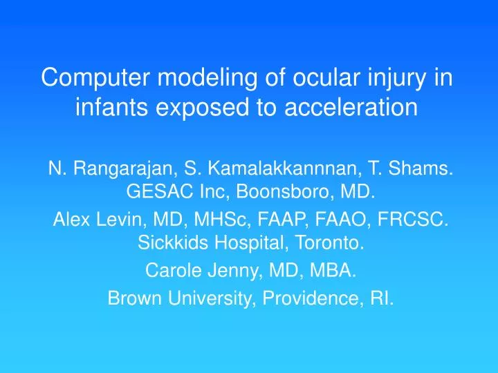 computer modeling of ocular injury in infants exposed to acceleration