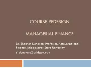 Course Redesign Managerial Finance