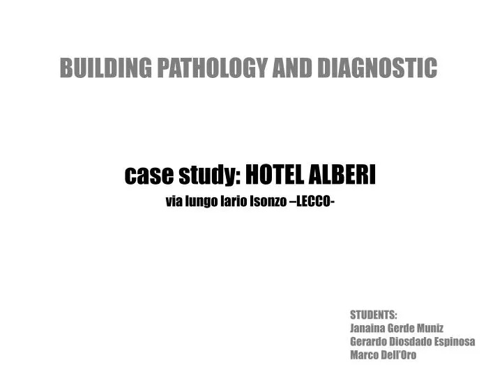 building pathology and diagnostic