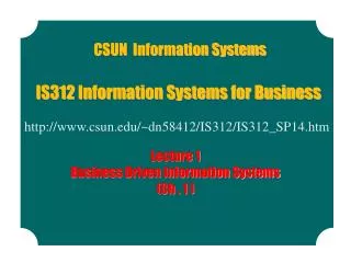IS312 Information Systems for Business