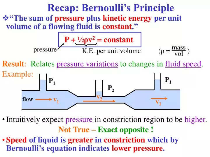 PPT - Recap: Bernoulli’s Principle PowerPoint Presentation, free ...