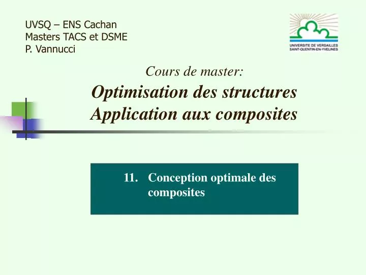 cours de master optimisation des structures application aux composites