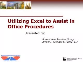 Utilizing Excel to Assist in Office Procedures