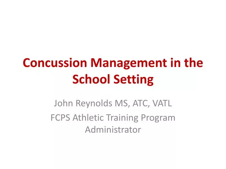 concussion management in the school setting
