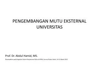 pengembangan mutu eksternal universitas