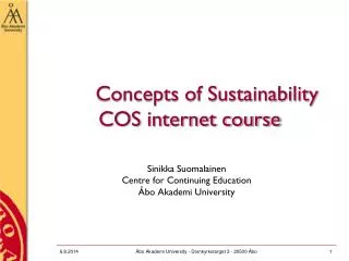 Concepts of Sustainability COS internet course