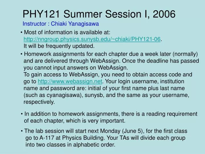 phy121 summer session i 2006