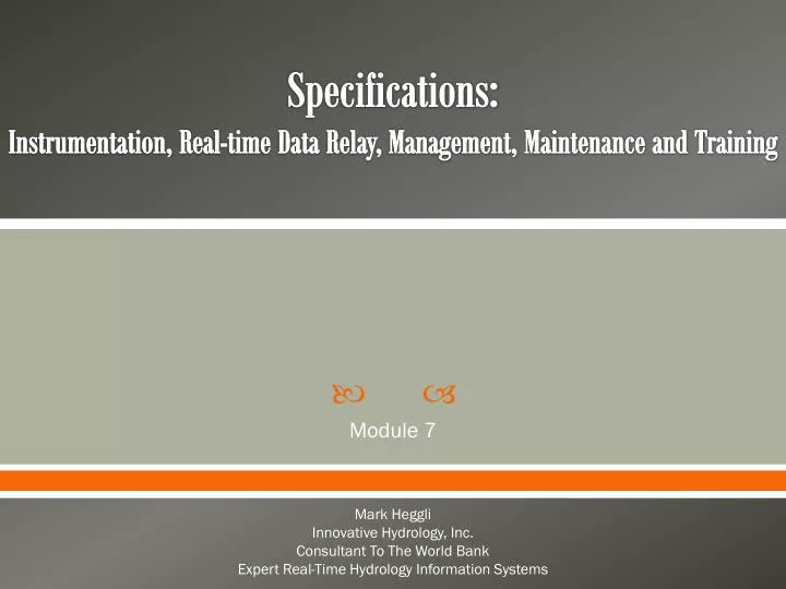 specifications instrumentation real time data relay management maintenance and training