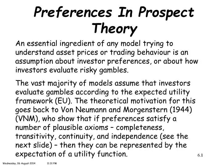 preferences in prospect theory