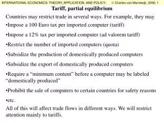Tariff, partial equilibrium