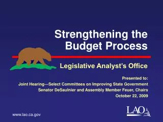 Strengthening the Budget Process