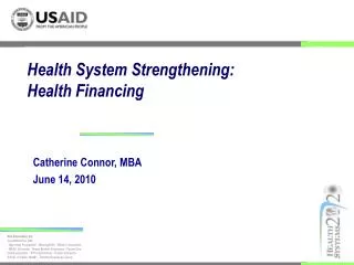Health System Strengthening: Health Financing
