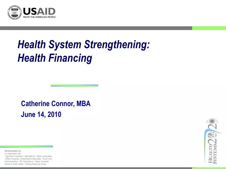 health system strengthening health financing