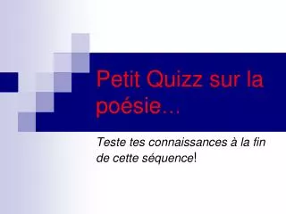 petit quizz sur la po sie