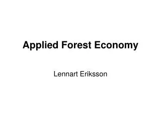 Applied Forest Economy