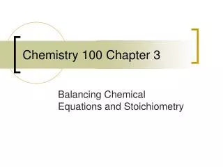 Chemistry 100 Chapter 3