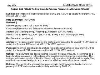 Project: IEEE P802.15 Working Group for Wireless Personal Area Networks (WPANS)