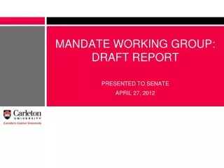 MANDATE WORKING GROUP: DRAFT REPORT