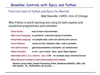 Beamline Controls with Epics and Python