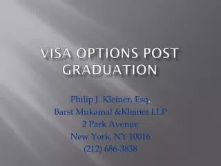 Visa Options post graduation