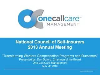 What is One Call Care Management?