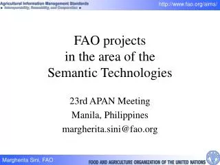 FAO projects in the area of the Semantic Technologies
