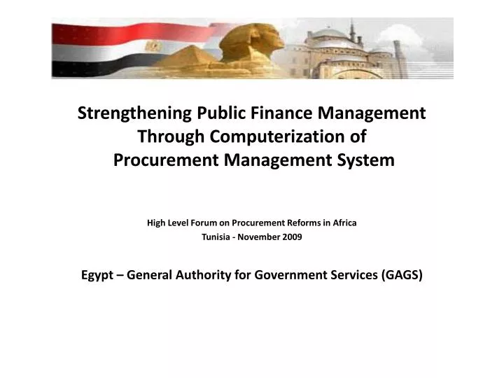 strengthening public finance management through computerization of procurement management system