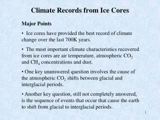 Climate Records from Ice Cores