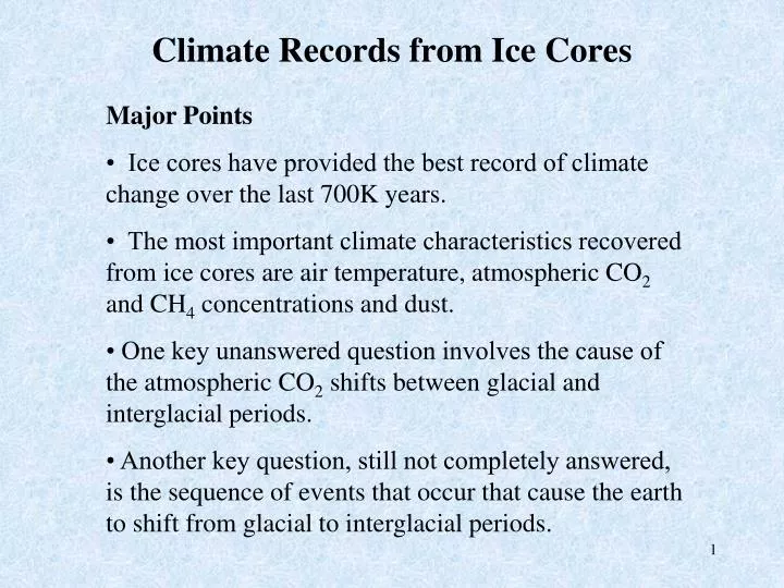 climate records from ice cores