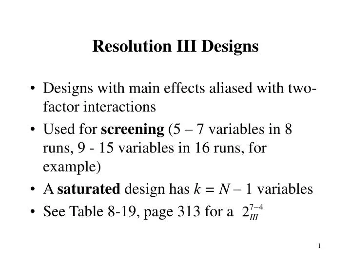 resolution iii designs