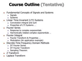 Course Outline (Tentative)