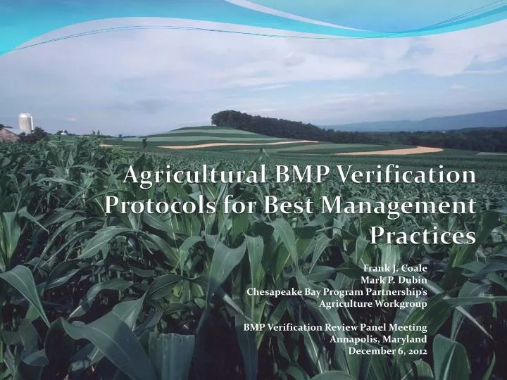 agricultural bmp verification protocols for best management practices