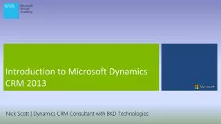 Introduction to Microsoft Dynamics CRM 2013