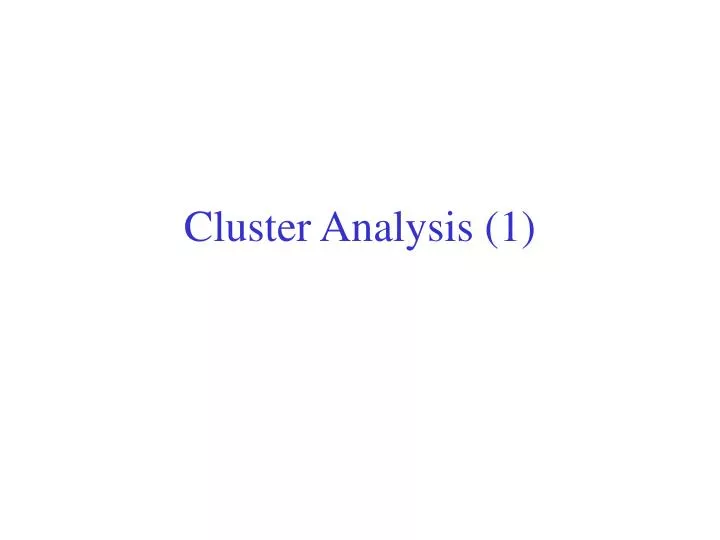 cluster analysis 1