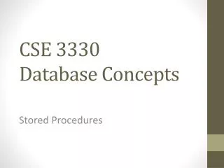 CSE 3330 Database Concepts