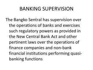 BANKING SUPERVISION