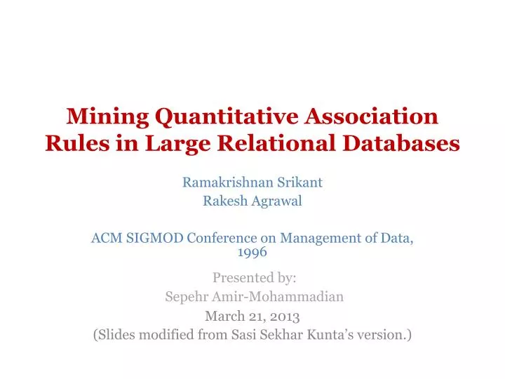 mining quantitative association rules in large relational databases