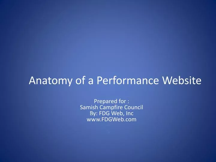 anatomy of a performance website