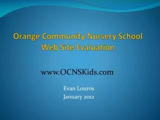 Orange Community Nursery School Web Site Evaluation