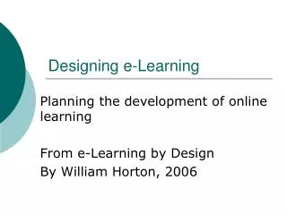 Designing e-Learning