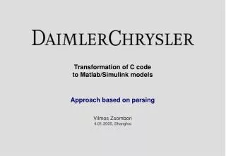 Transformation of C code to Matlab/Simulink models Approach based on parsing