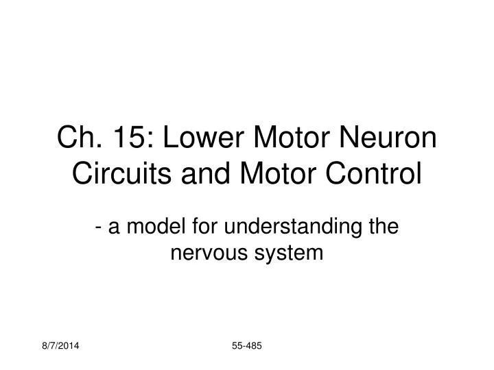 ch 15 lower motor neuron circuits and motor control