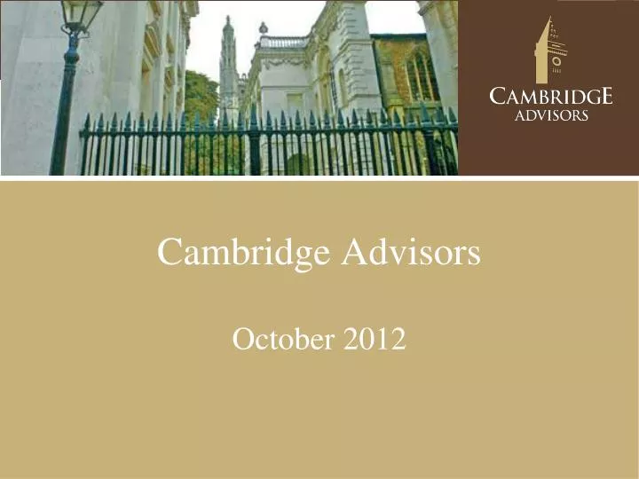 cambridge advisors october 2012