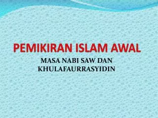 pemikiran islam awal