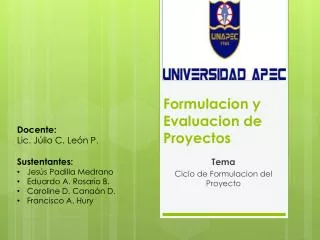 formulacion y evaluacion de proyectos