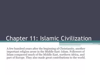 Chapter 11: Islamic Civilization