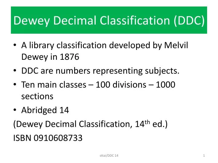 dewey decimal classification ddc