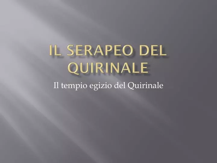 il serapeo del quirinale