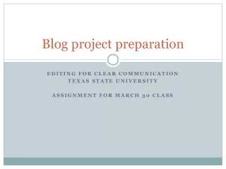 Blog project preparation
